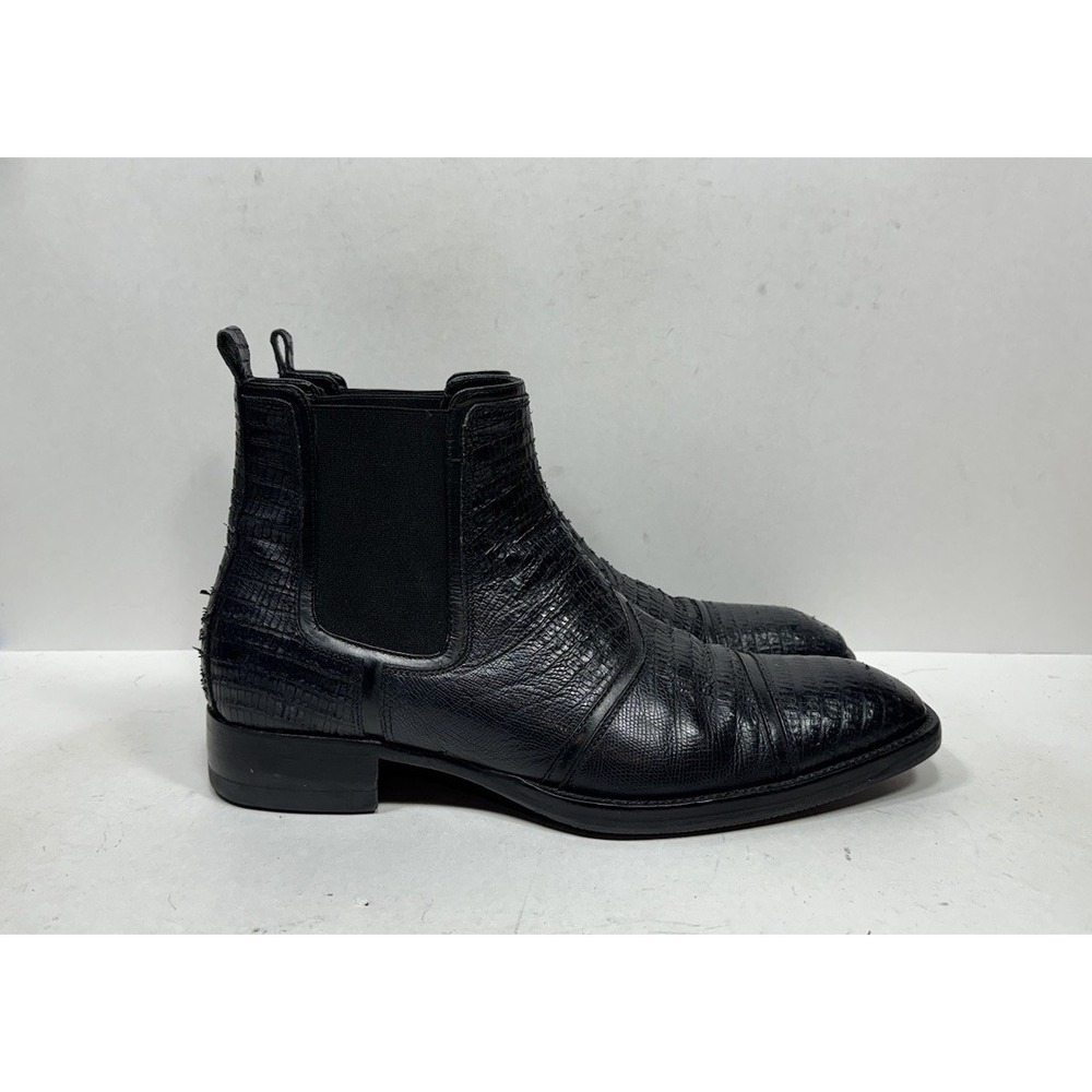Jo Ghost Leather Ankle Black Exotic Leather Chelsea Boots Size EU 44.5 / 11.5 US